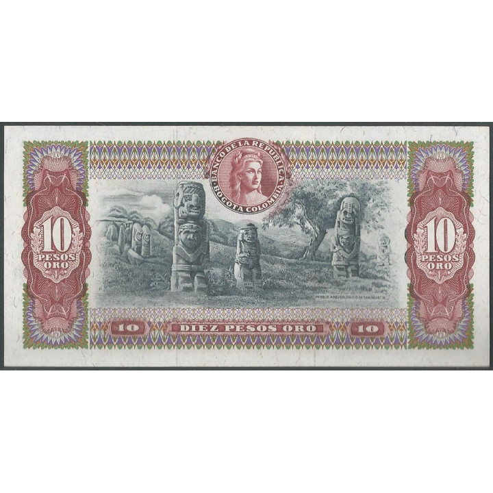 Billete de 10 Pesos 12 Oct 1970 BGW188 reverso