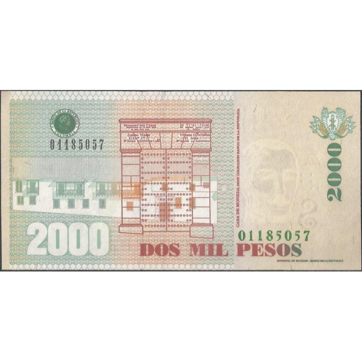 Billete de 2.000 Pesos 19 Ago 2009 BGW490R10 reverso