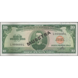 Rep. Dominicana 10 Pesos ND1974 P101s Muestra