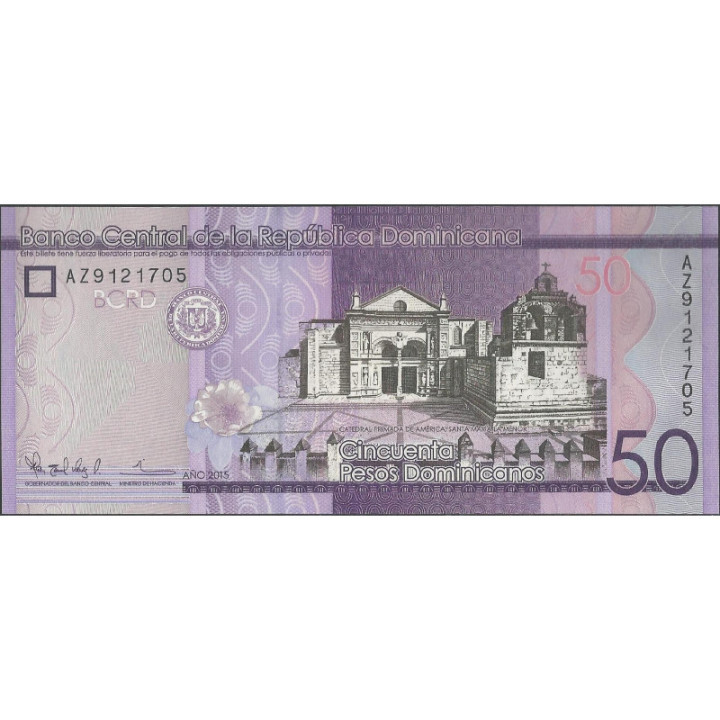 Rep. Dominicana 50 Pesos 2015 P189b reverso