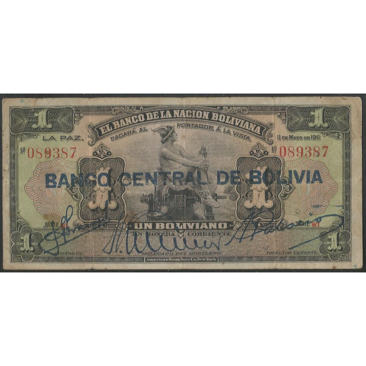 Bolivia 1 Boliviano ND1929 Serie W1 P112