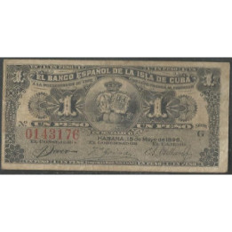 Cuba 1 Peso 15 May 1896 P47a