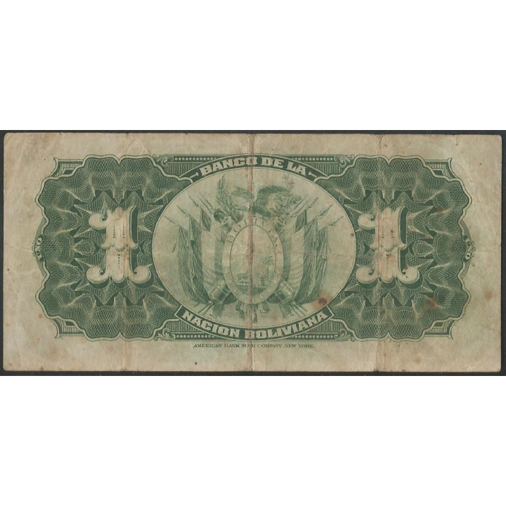 Bolivia 1 Boliviano ND1929 Serie W1 P112 reverso