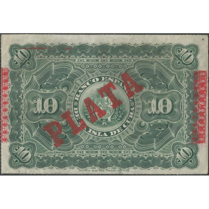 Cuba 10 Pesos 15 May 1896 P49d reverso