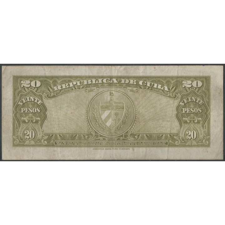Cuba 20 Pesos 1960 P80c Firma el "Che" reverso