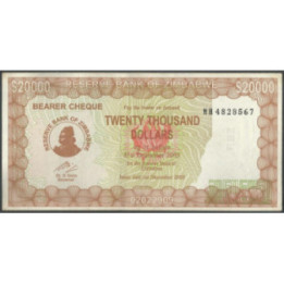 Zimbabwe 20.000 Dollars 1 Dic 2003 P23f