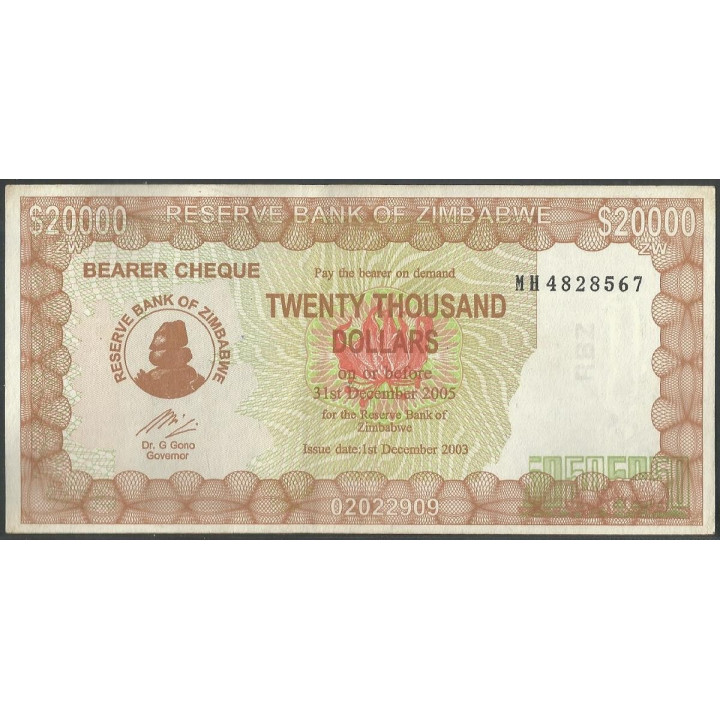 Zimbabwe 20.000 Dollars 1 Dic 2003 P23f