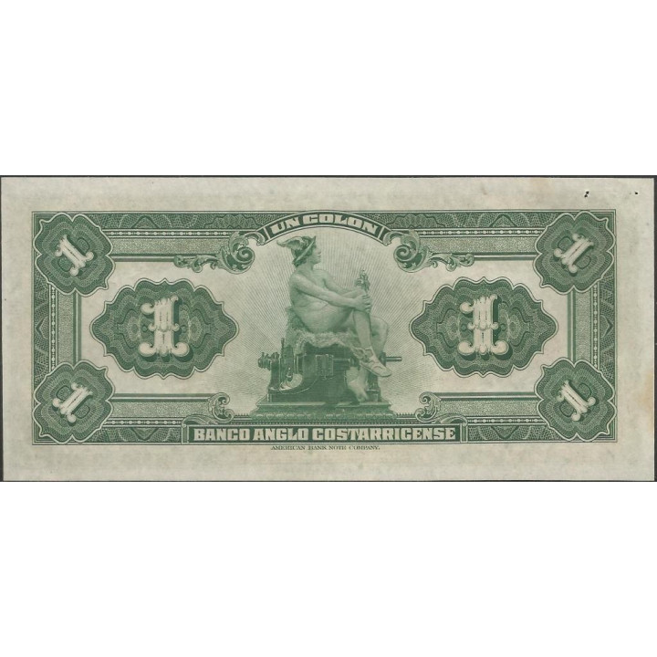 Costa Rica 1 Colon L23 Jun 1917 Ps121s3 Muestra sin Valor reverso