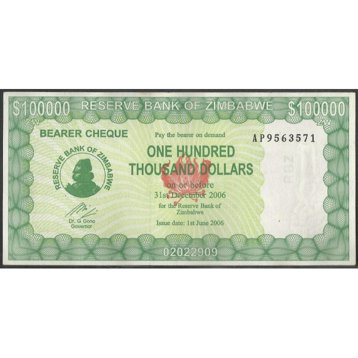 Zimbabwe 100.000 Dollars 1 Jun 2006 P32