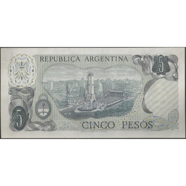 Argentina 5 Pesos ND1974-6 Serie B P294 reverso