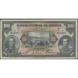 Bolivia 100 Bolivianos L 20 Jul 1928 Serie K P125a