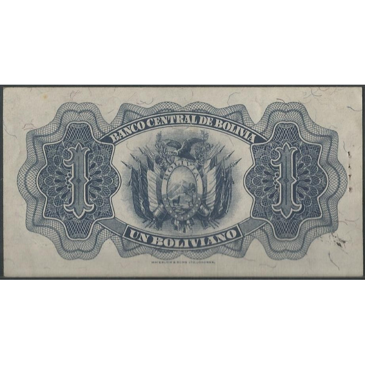 Bolivia 1 Boliviano L 20 Jul 1928 Serie K16 P128c reverso