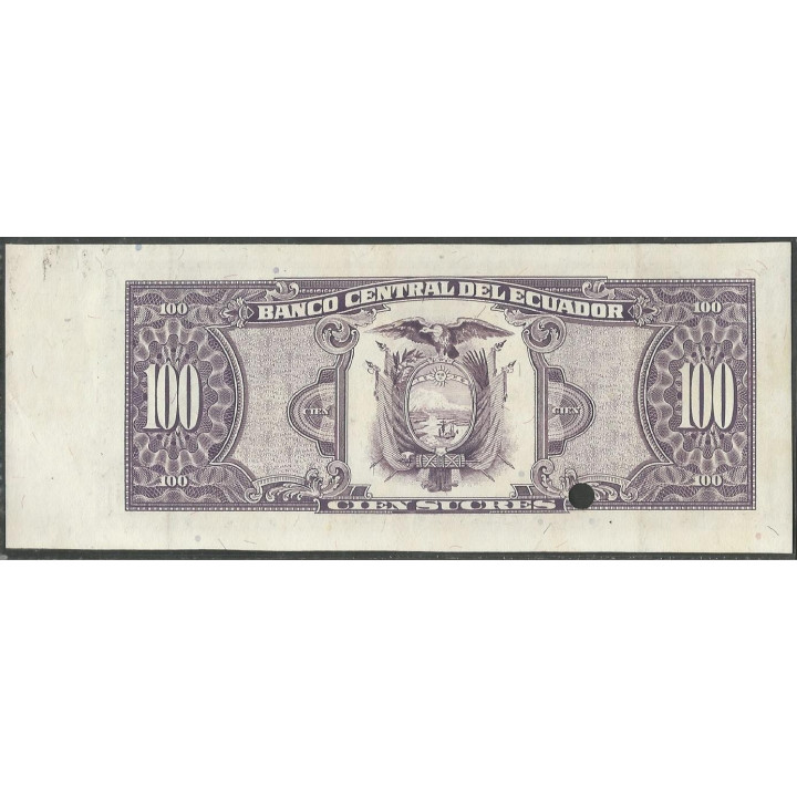 Ecuador 100 Sucres ND1988-97 P123A PRUEBA reverso