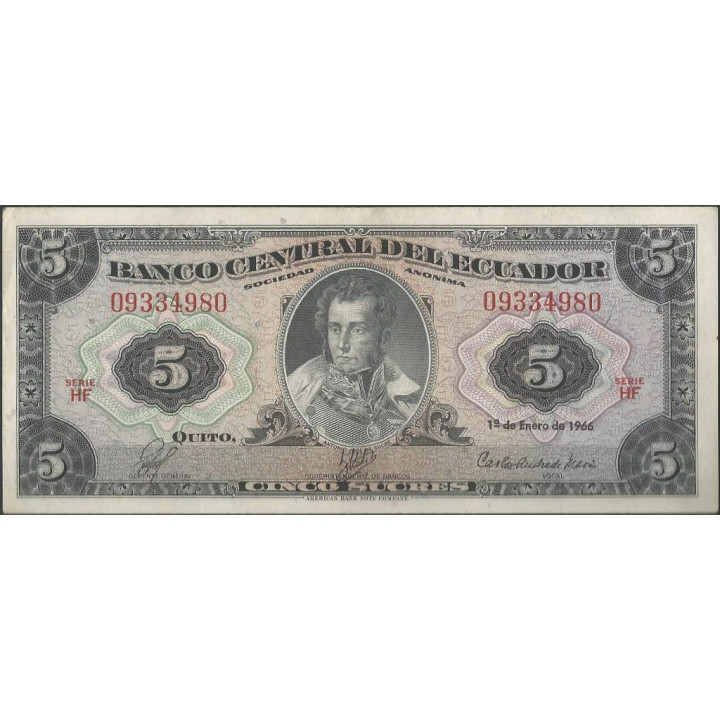 Ecuador 5 Sucres 1 Ene 1966 HF P100c