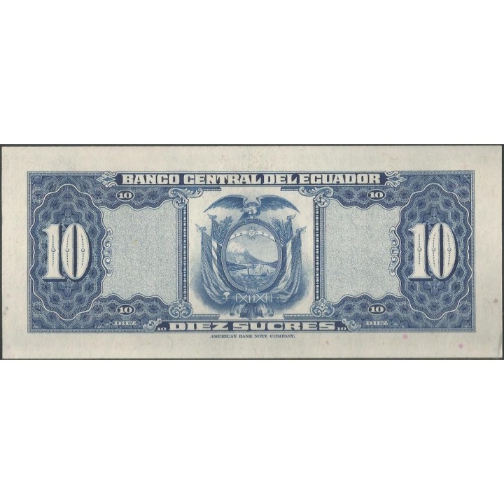 Ecuador 10 Sucres 2 Ene 1974 KZ P101Ab reverso