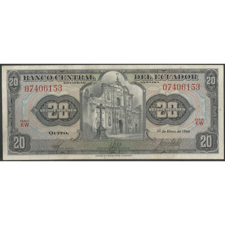 Ecuador 20 Sucres 1 Ene 1966 KW P103a