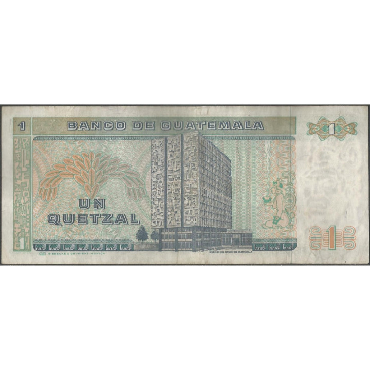 Guatemala 1 Quetzal 9 Ene 1985 P66 reverso