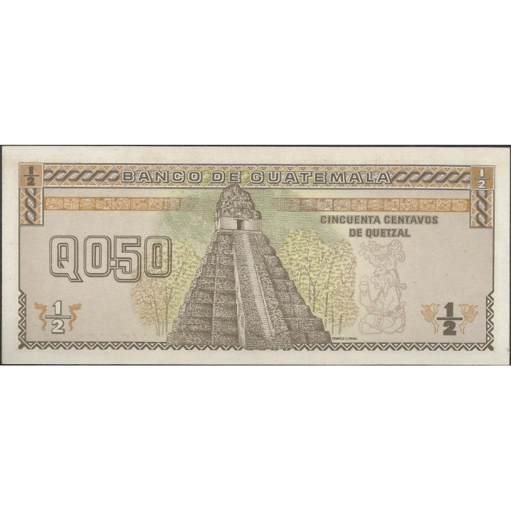 Guatemala 50 Centavos 4 Ene 1989 P72a reverso