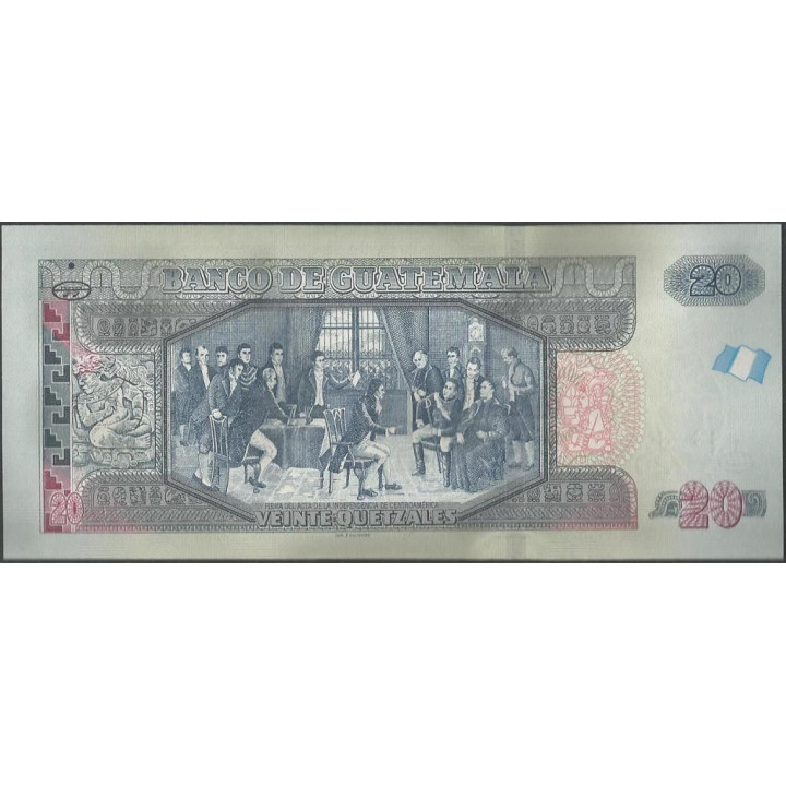 Guatemala 20 Quetzales 17 Oct 2012 P124 reverso
