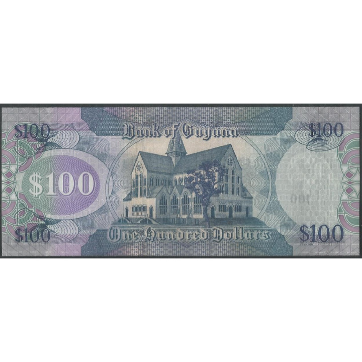 Guyana 100 Dollars ND2006 Firma 16 P36d reverso