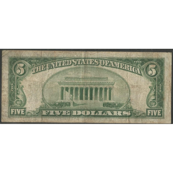 Estados Unidos 5 Dollars 1934A P429Da reverso