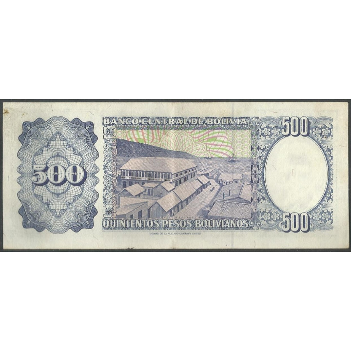 Bolivia 500 Pesos Bolivianos 1 Jun 1981 B P166a reverso