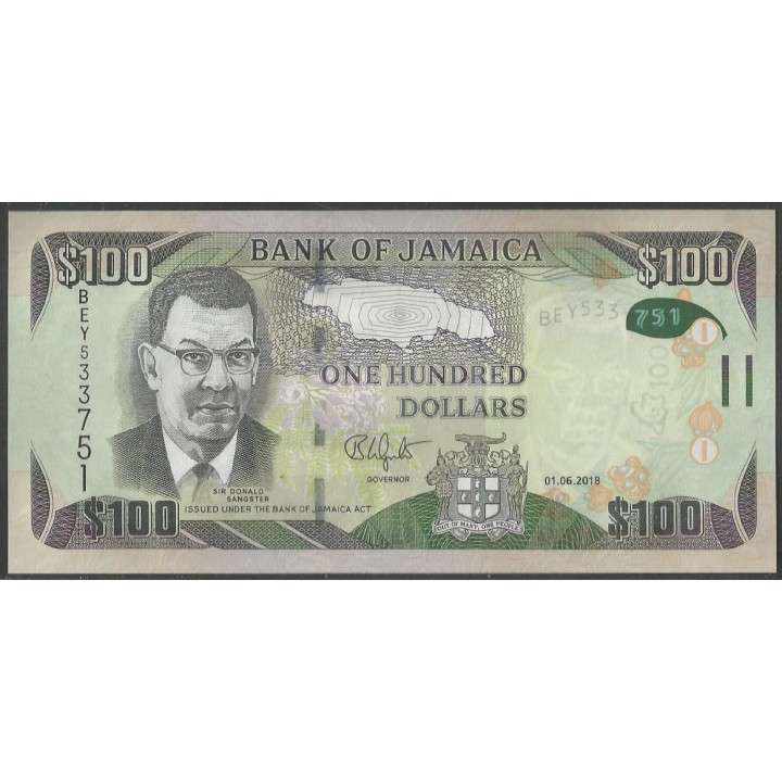 Jamaica 100 Dollars 1 Jun 2018 P95e