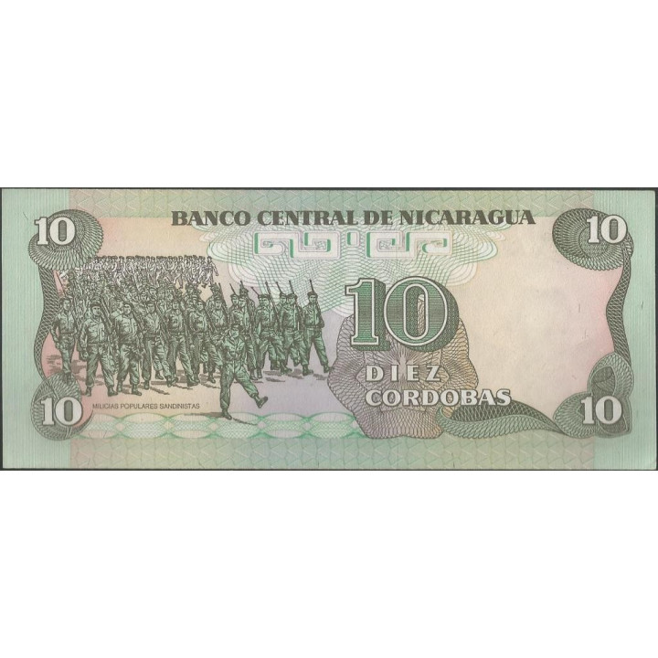 Nicaragua 10 Cordobas 1985 P151 reverso