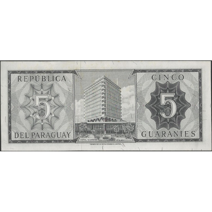 Paraguay 5 Guaranies L1952 P195b reverso