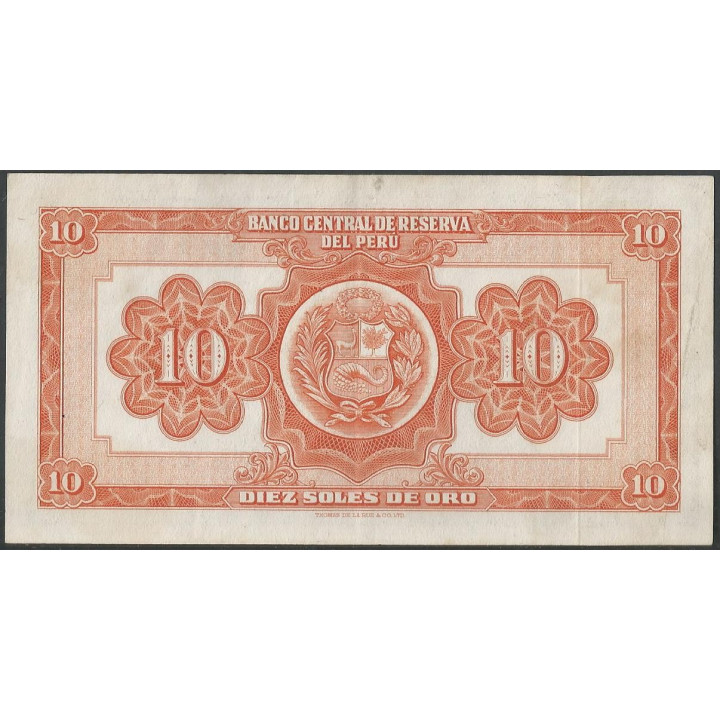 Peru 10 Soles 17 Feb 1955 P71a reverso