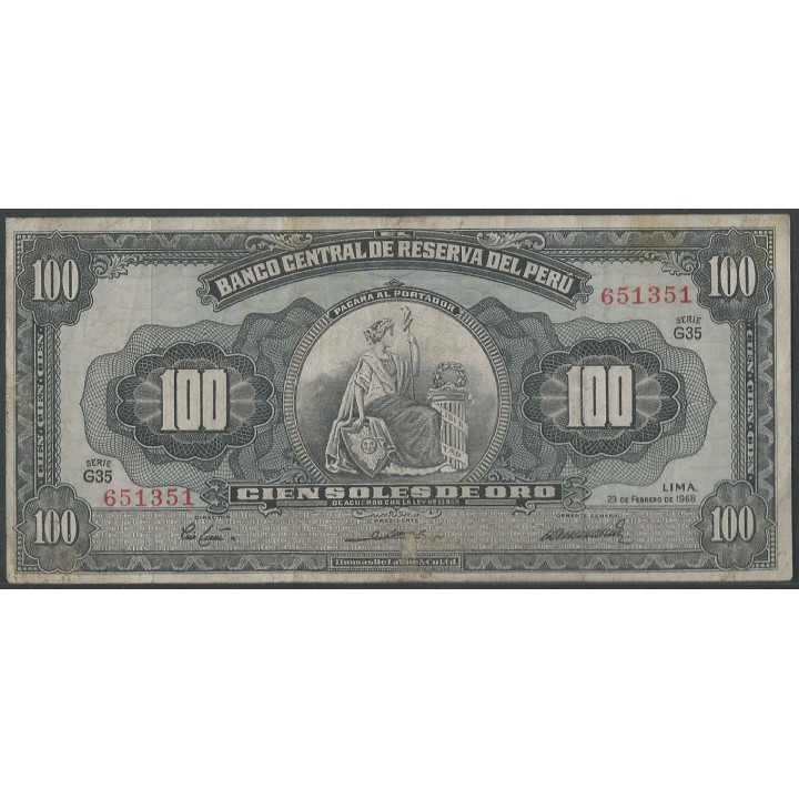 Peru 100 Soles 23 Feb 1968 P86a