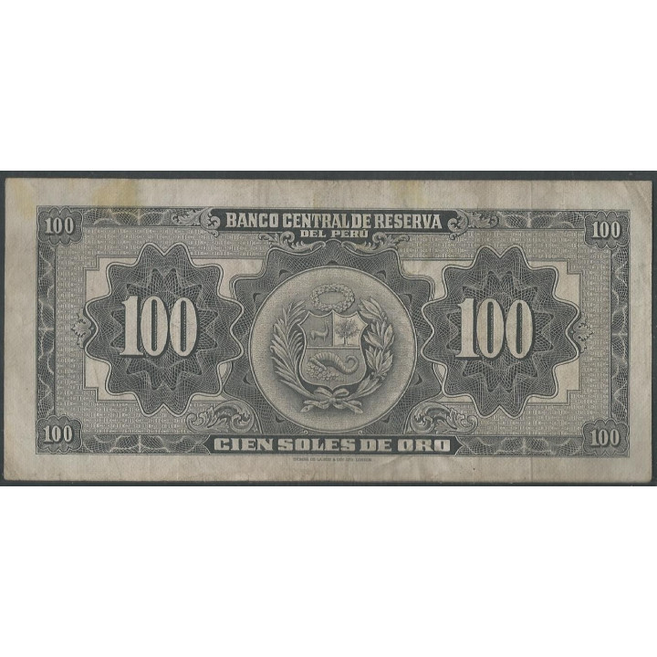 Peru 100 Soles 23 Feb 1968 P86a reverso