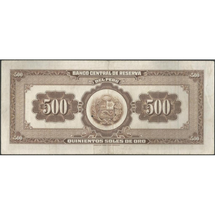 Peru 500 Soles 26 Feb 1965 P91 reverso