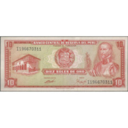 Peru 10 Soles 20 Jun 1969 P100a