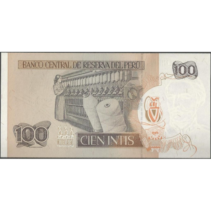 Peru 100 Intis 26 Jun 1987 P133 reverso