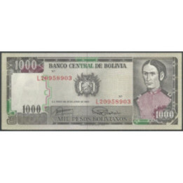 Bolivia 1.000 Pesos Bolivianos D 25 Jun 1982 Serie L P167a