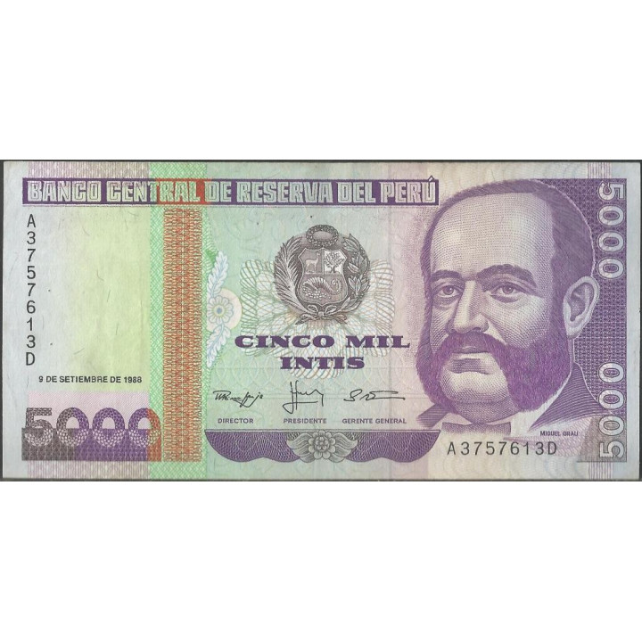 Peru 5.000 Intis 9 Sep 1988 P139