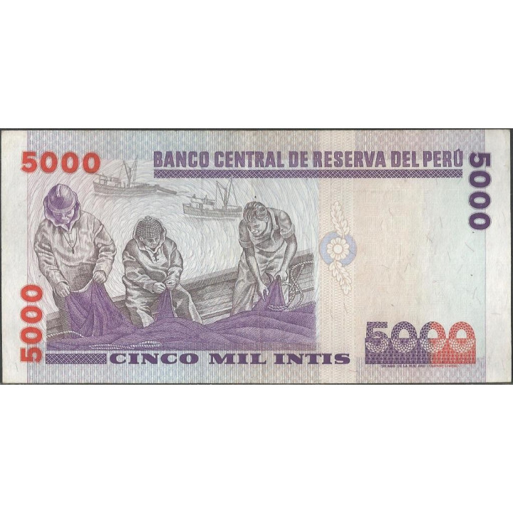Peru 5.000 Intis 9 Sep 1988 P139 reverso