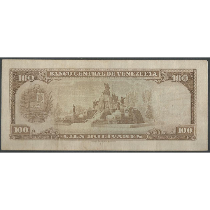 Venezuela 100 Bolivares 18 Mar 1969 U 7 Dig P48f reverso