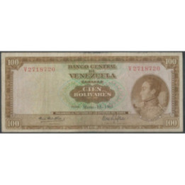 Venezuela 100 Bolivares 18 Mar 1969 V 7 Dig P48f
