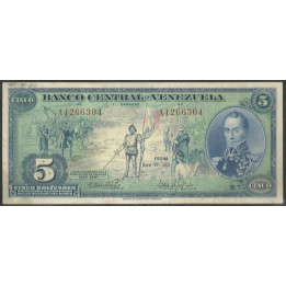 Venezuela 5 Bolivares 10 May 1966 A 7 Dig P49