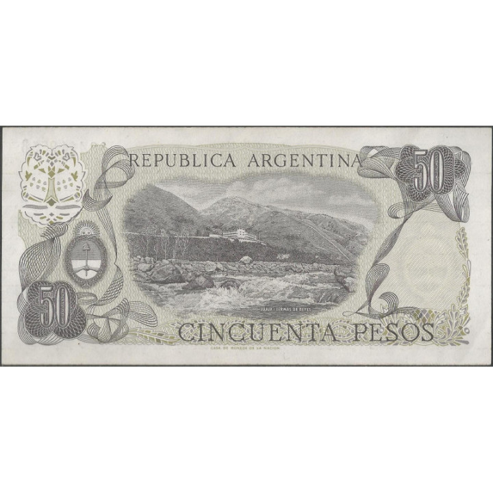Argentina 50 Pesos ND1976-8 Serie B P301a reverso