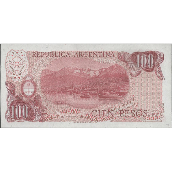 Argentina 100 Pesos ND1976-8 Serie D P302b reverso