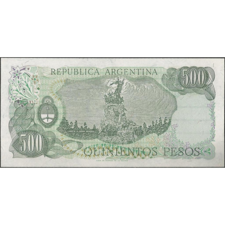 Argentina 500 Pesos ND1977-81 Serie D P303c reverso