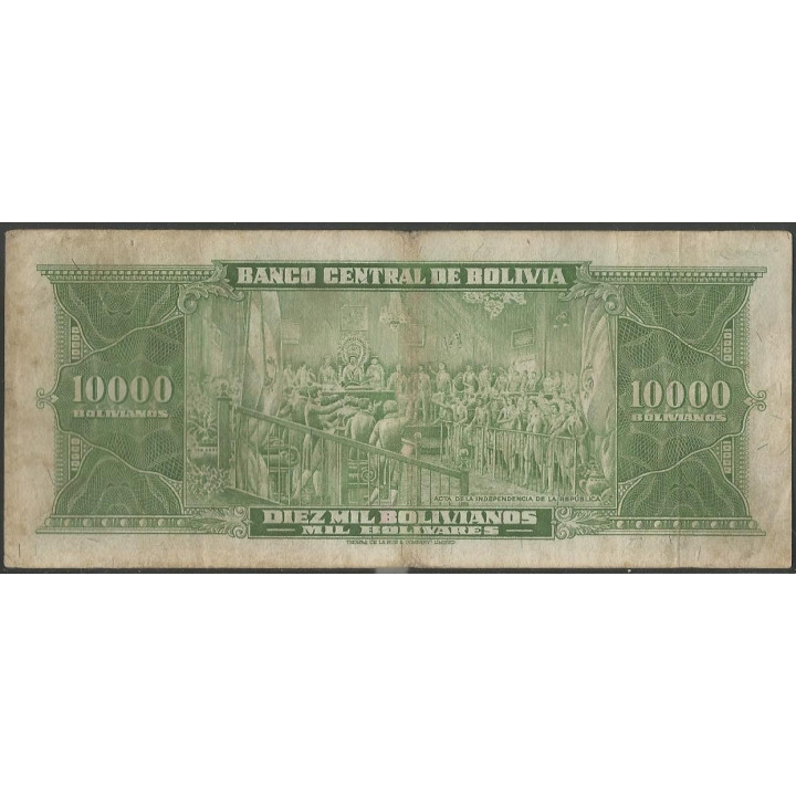 Bolivia 10.000 Bolivianos L 20 Dic 1945 Serie J1 P151 reverso