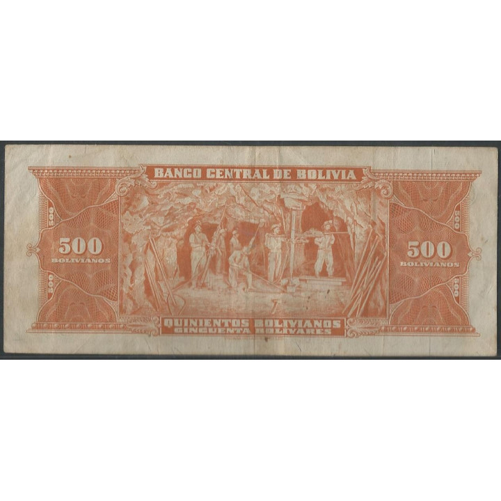 Bolivia 500 Bolivianos L 20 Dic 1945 Serie C1 P148 reverso