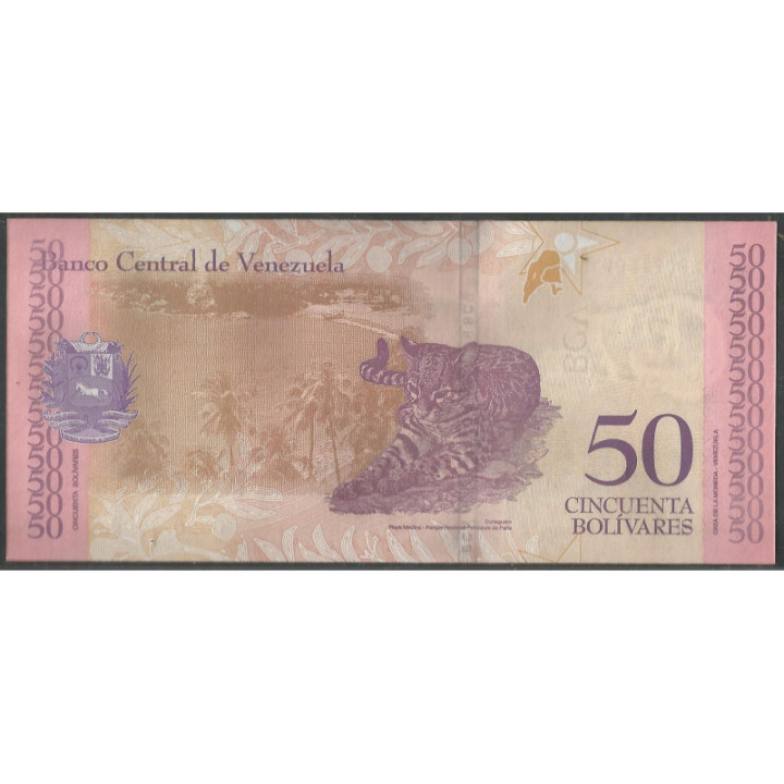 Venezuela 50 Bolivares 15 Ene 2018 D8 Dig P105 reverso