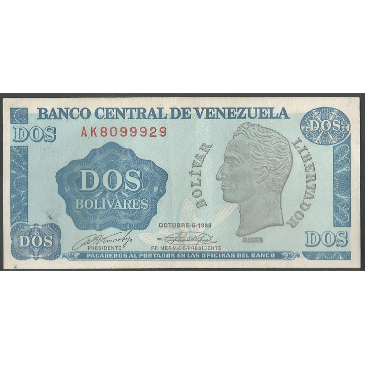 Venezuela 2 Bolivares 5 Oct 1989 AK 7 Dig P69