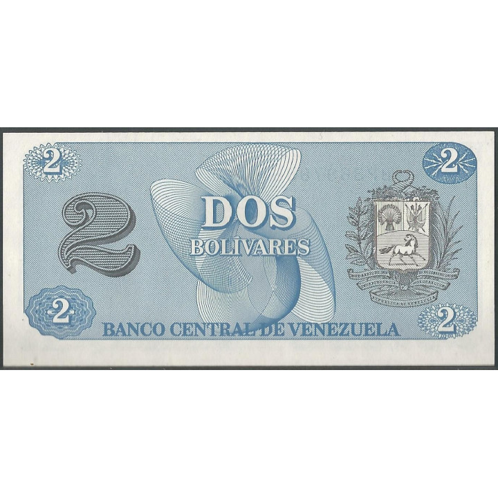 Venezuela 2 Bolivares 5 Oct 1989 BP 7 Dig P69 reverso