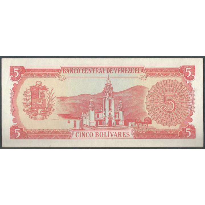 Venezuela 5 Bolivares 21 Sep 1989 K 7 Dig P70a reverso